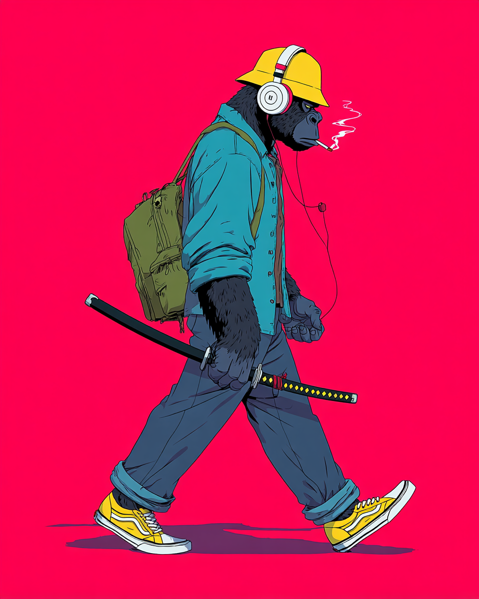 Urban ape samurai hobbyist