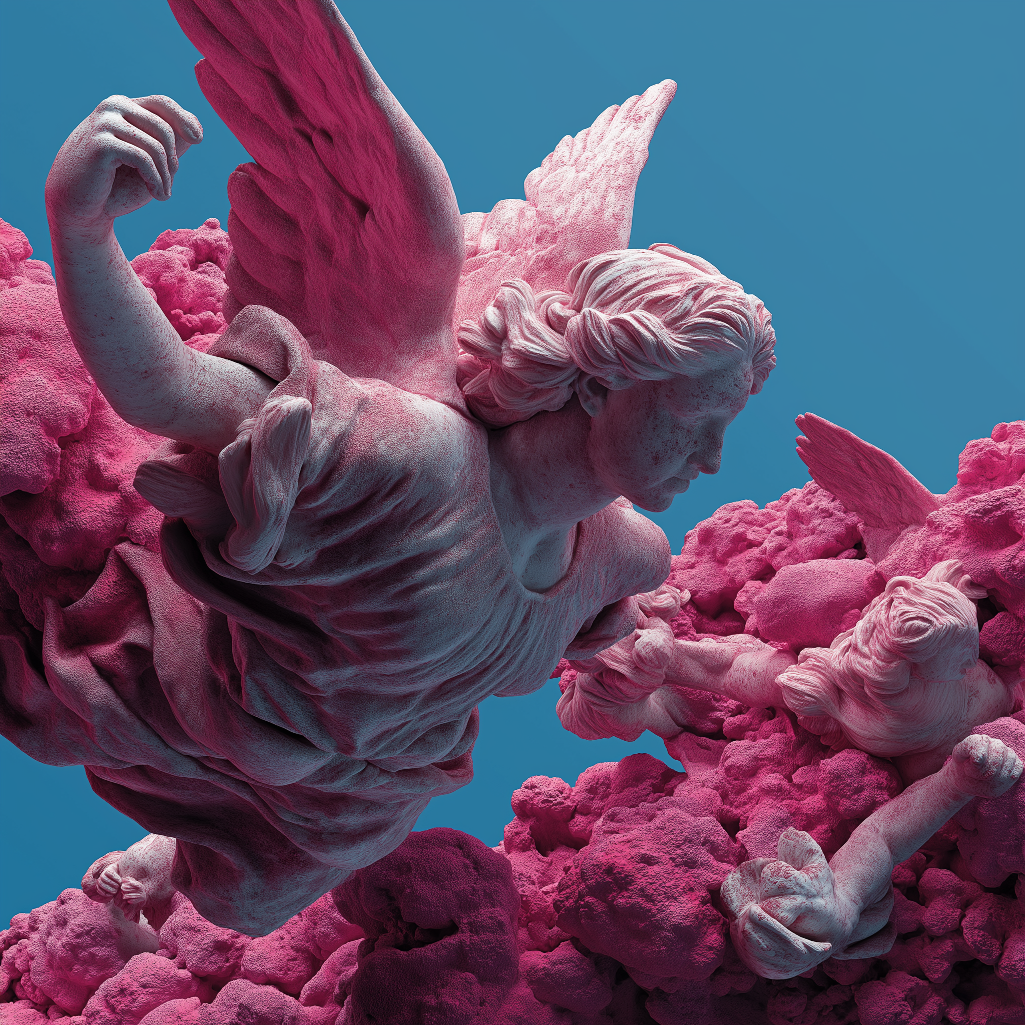 Pink angel sculpture