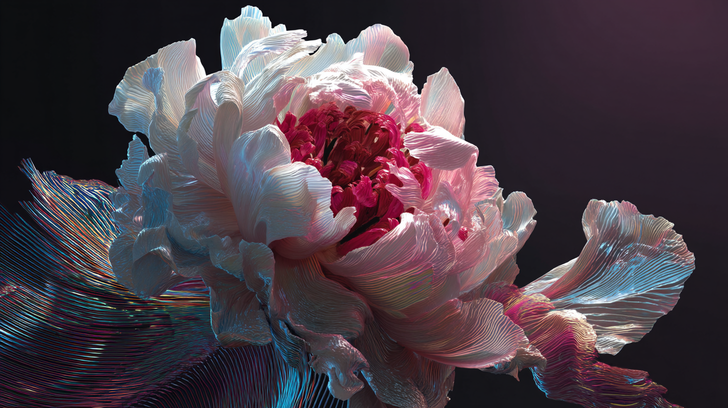 Elegant glossy white-pink flower